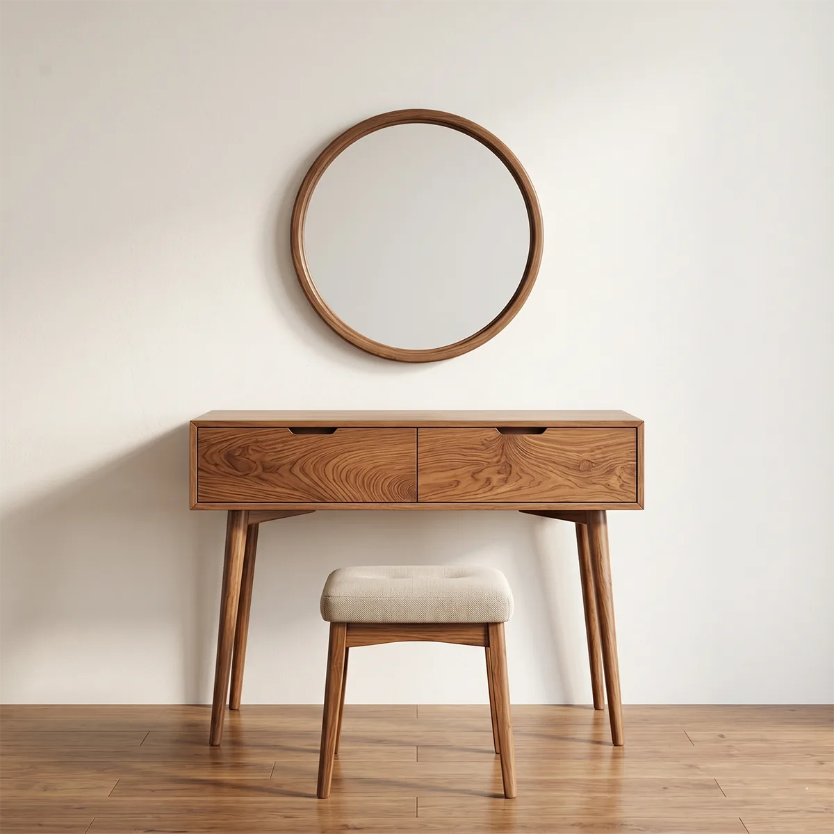 Minimalist Solid Wood Vanity Table with Drawers