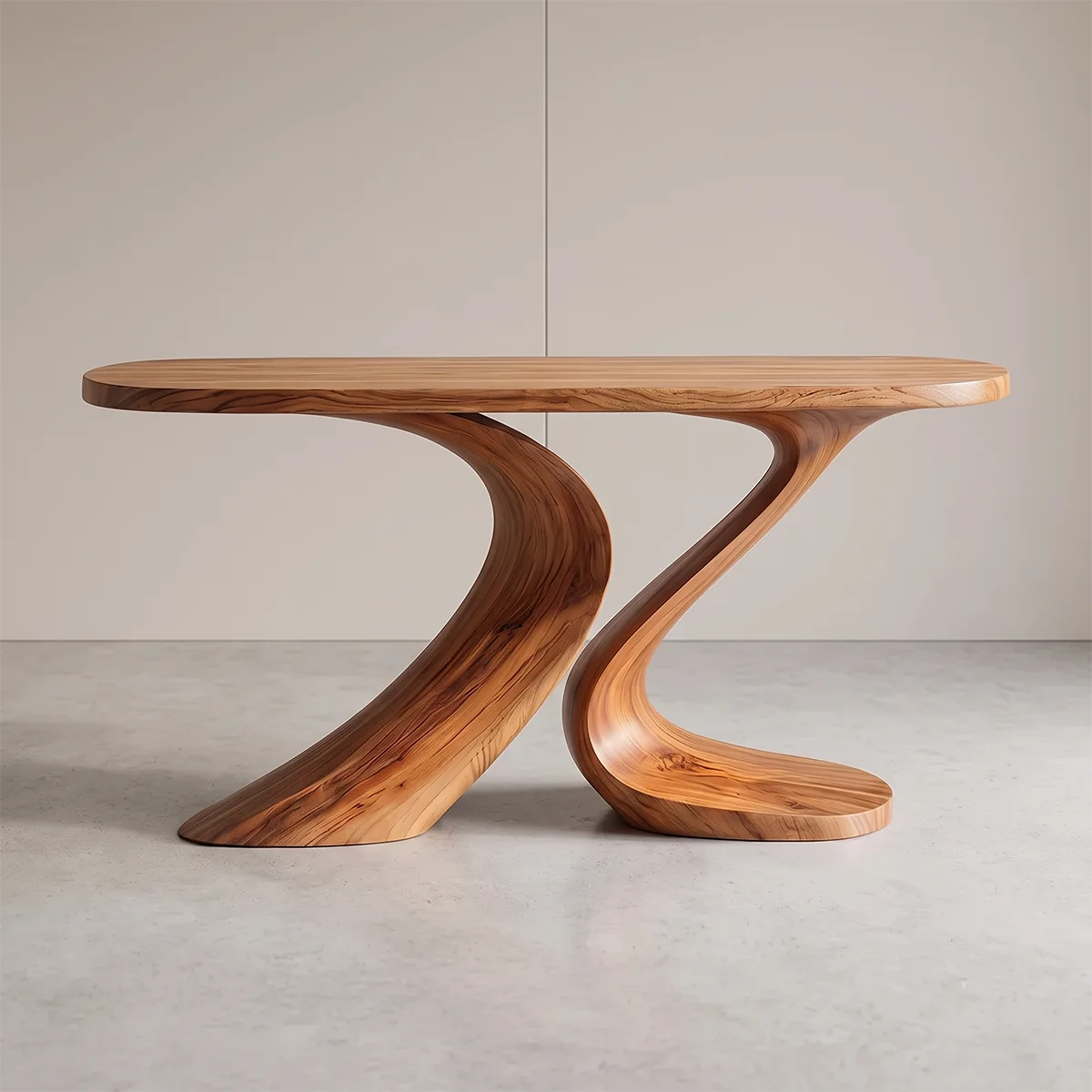 Modern Sculptural Console Table with Curved Pedestal Base – Contemporary Entryway Table TH003-7199