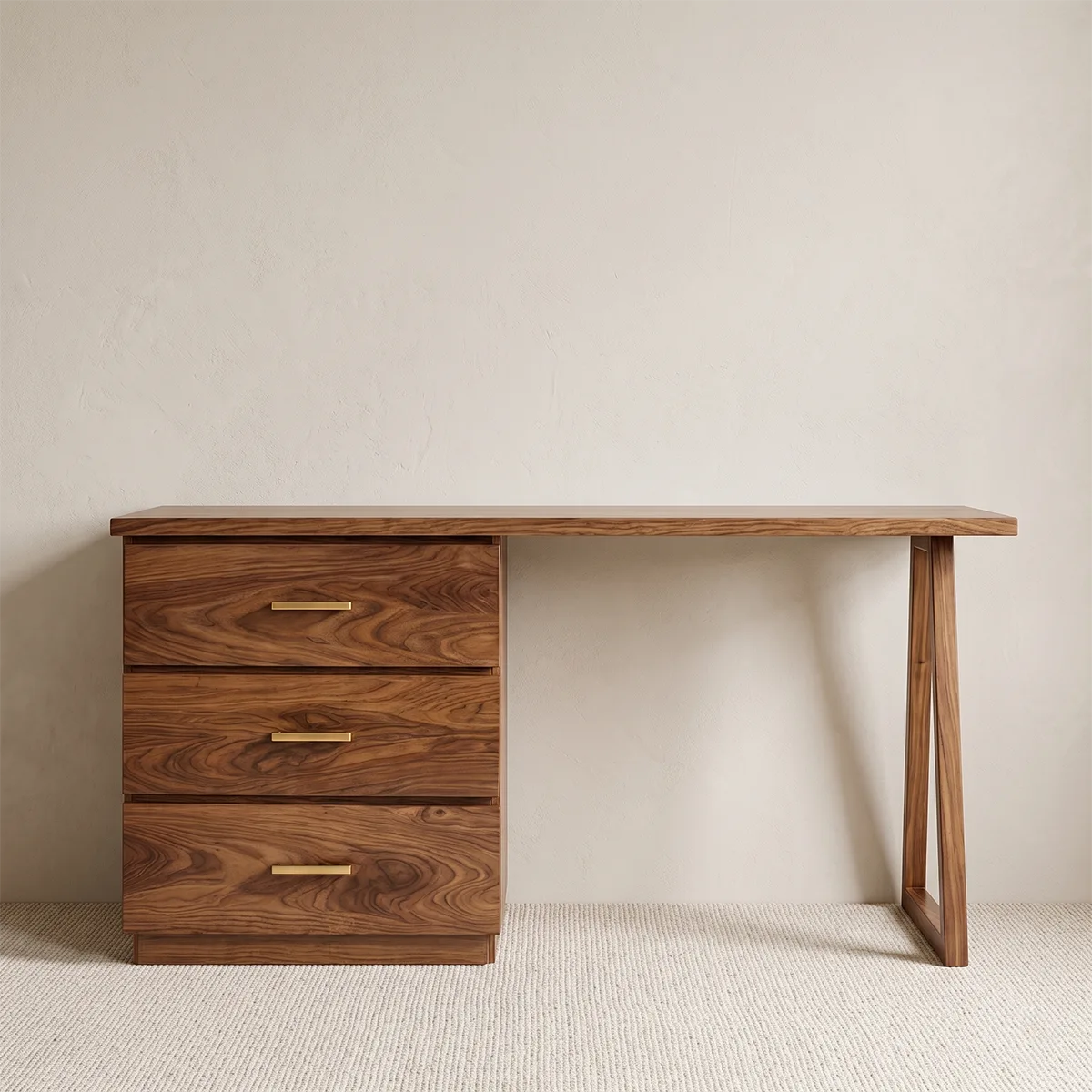 Modern Solid Wood Vanity Desk with Drawer Storage
