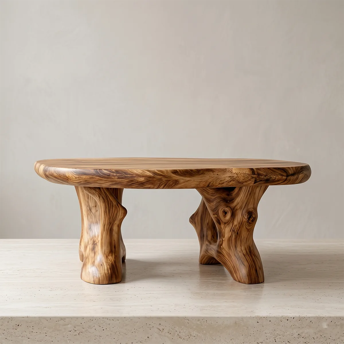 Natural Solid Wood Coffee Table with Tree-Inspired Design TH003-8438