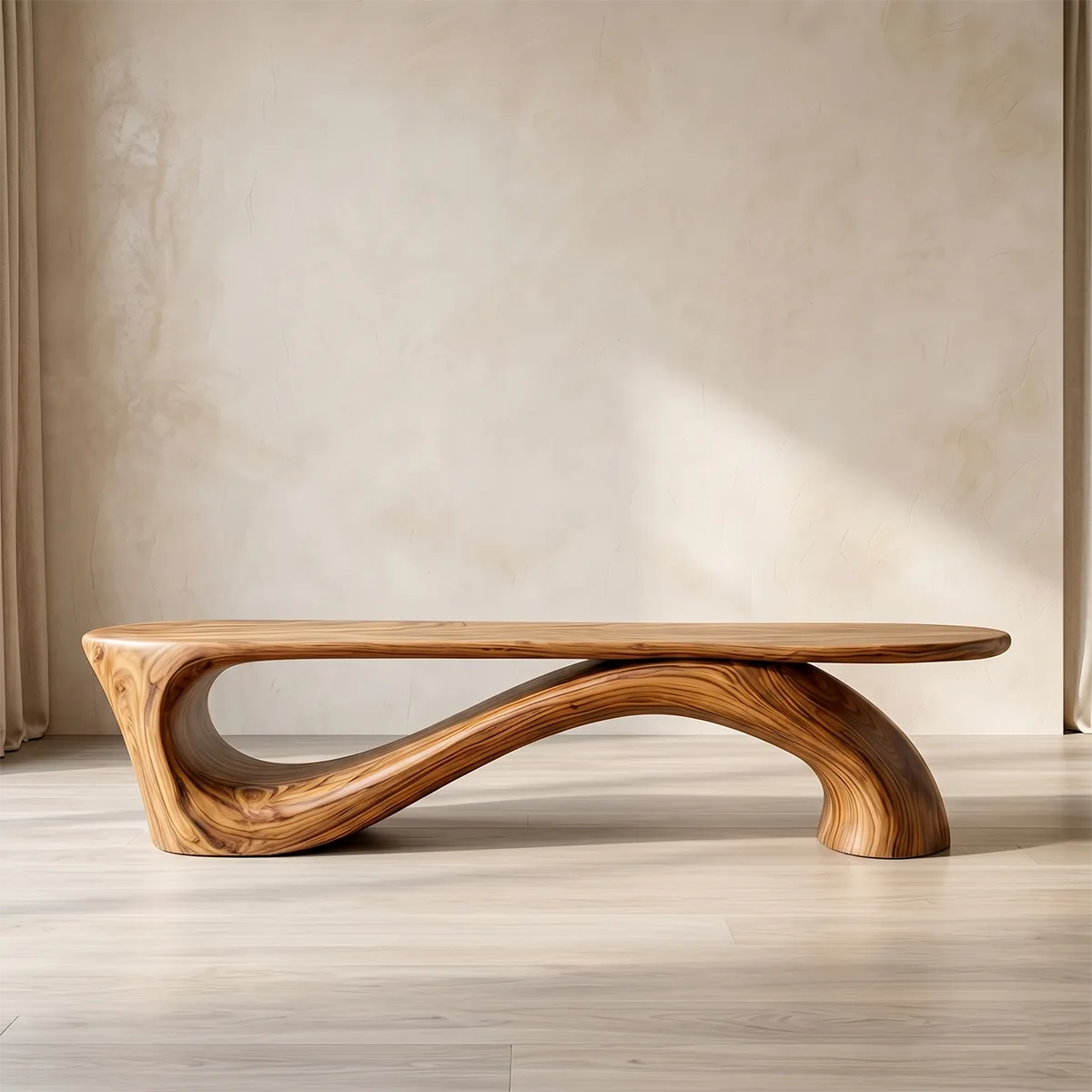 Handcrafted Organic Solid Wood Bench for Luxury Modern Entryway and Hallway Decor