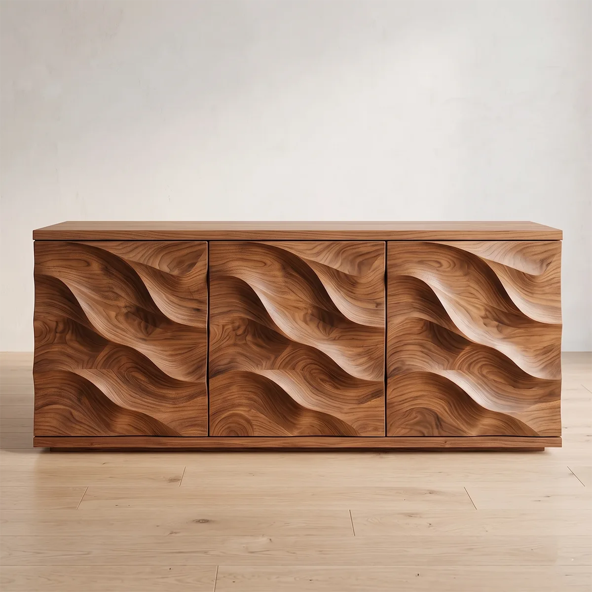 Wave Carved Solid Wood Sideboard | Organic Modern Buffet Cabinet for Dining & Living Room TH003-1993