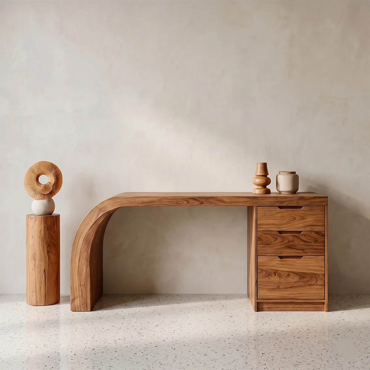 Modern Solid Wood Makeup Vanity Desk with Drawers