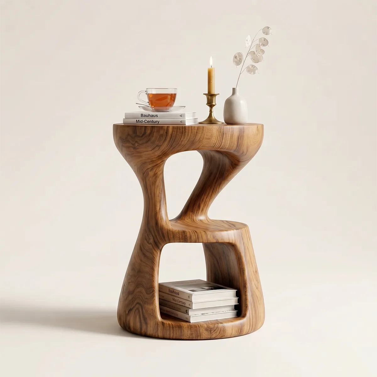 Sculptural Solid Wood Side Table | Modern End Table TH003-1645