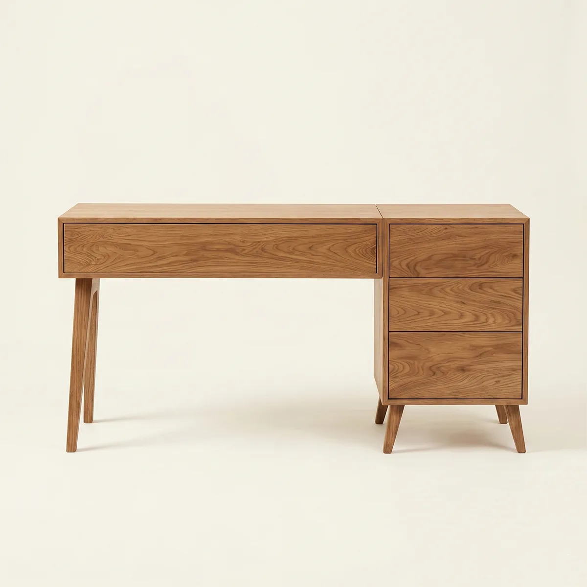 Modern Solid Wood Vanity Table with Side Drawers