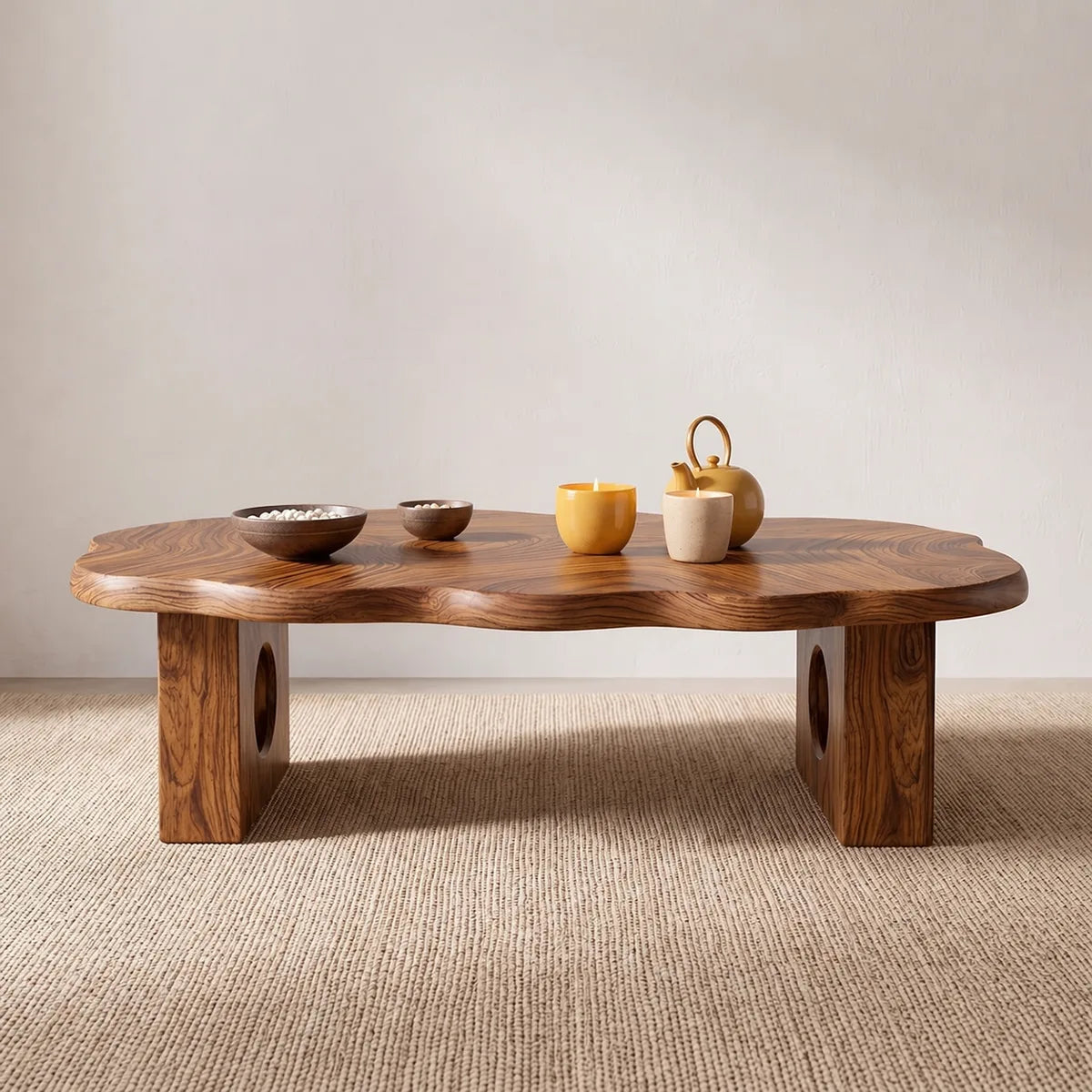 Modern Solid Wood Organic Low Floor Table