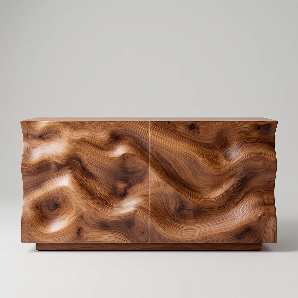 Modern Storage Console Table with Sculptural Wave Doors – Contemporary Entryway Table TH003-6526