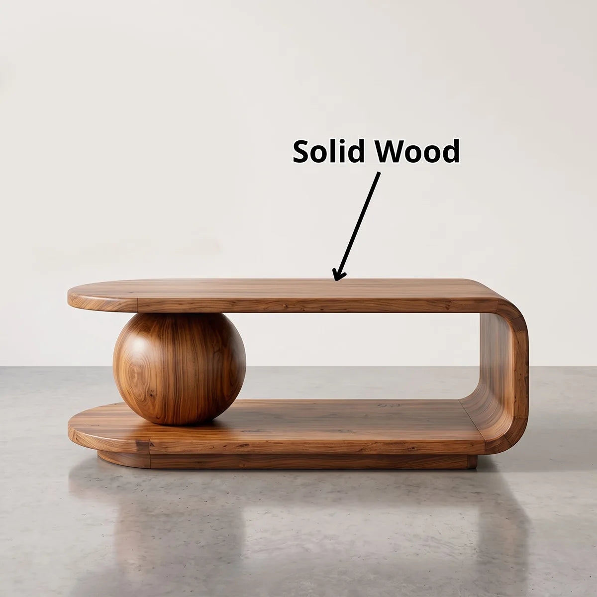 Modern Coffee Table with Shelf | Sculptural Wood Coffee Table for Living Room TH003-2792