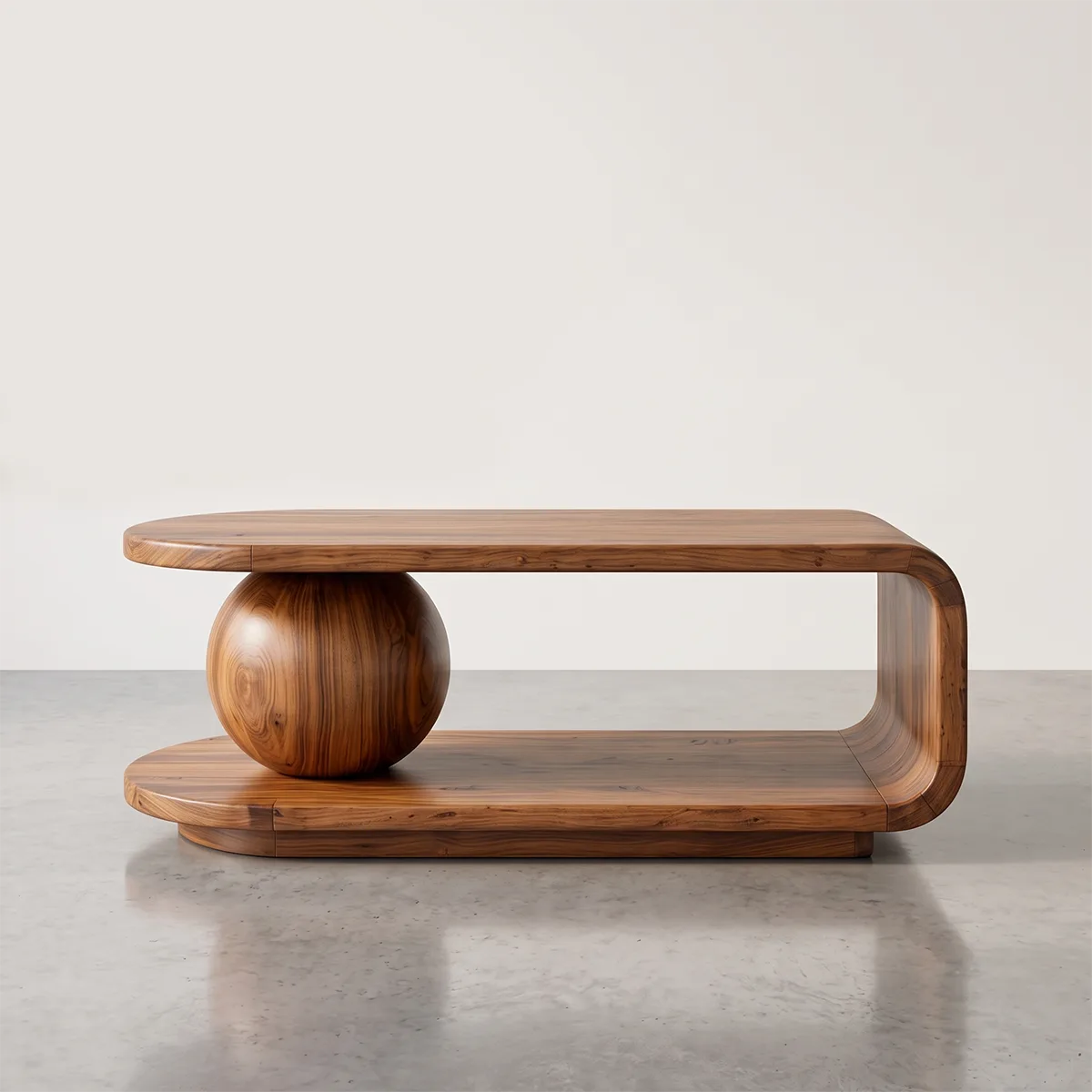 Modern Coffee Table with Shelf | Sculptural Wood Coffee Table for Living Room TH003-2792