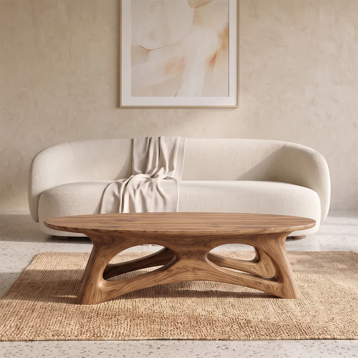 Sculptural Oval Coffee Table with Organic Open Frame Base | Modern Living Room Center Table TH003-6SVA6HR