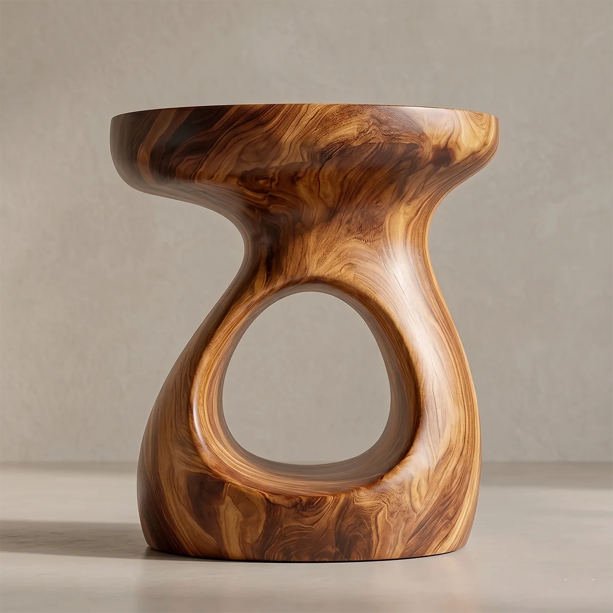 Organic Hourglass End Table with Sculptural Open-Center Design TH003-9772