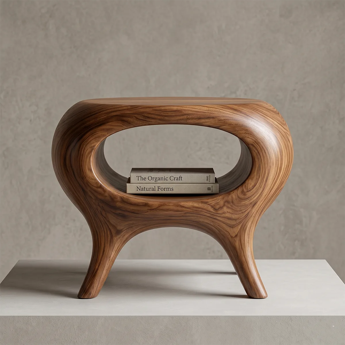Organic Sculptural Nightstand with Open Storage Shelf TH003-1471