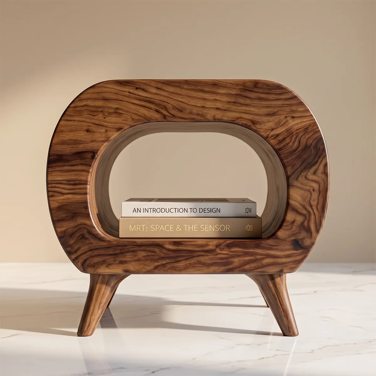 Organic Curved Nightstand with Open Shelf Storage TH003-3502