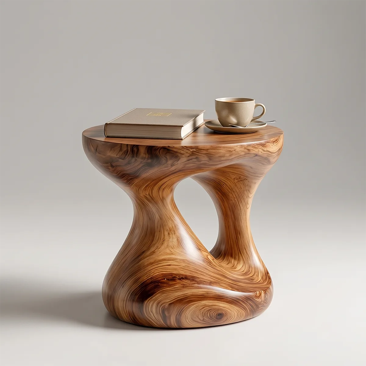 Organic Sculptural End Table with Fluid Open-Center Design TH003-2907