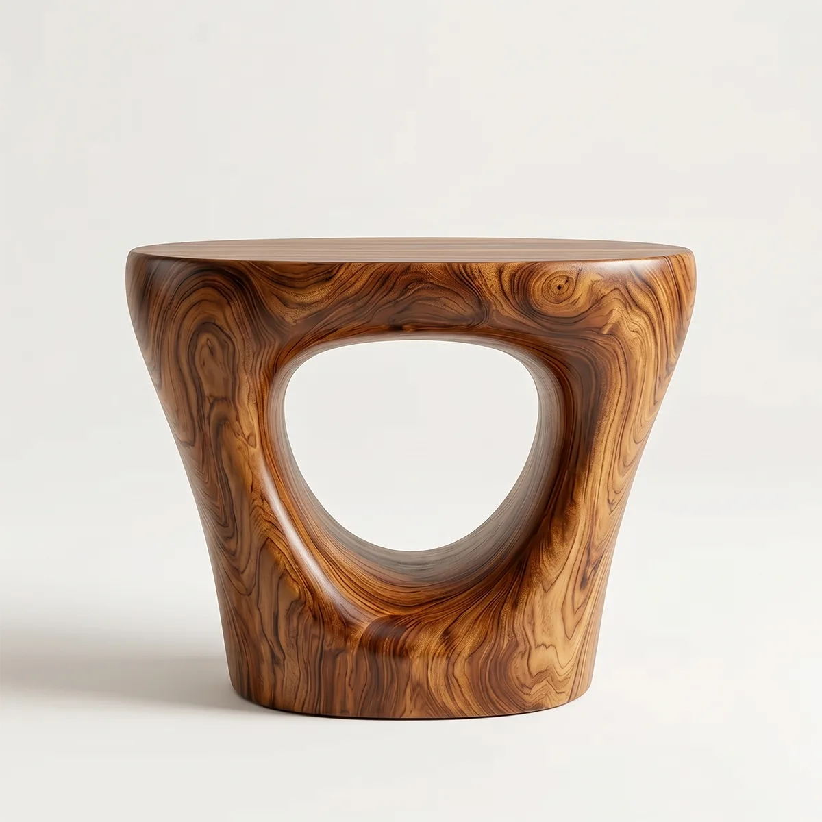 Organic Sculptural End Table, Modern Accent Table with Open-Cut Pedestal Design TH003-4376