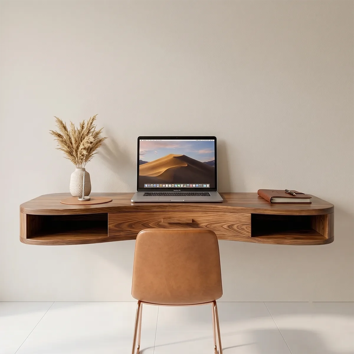 Curved Floating Desk | Modern Wall Mounted Home Office Desk TH003-1100