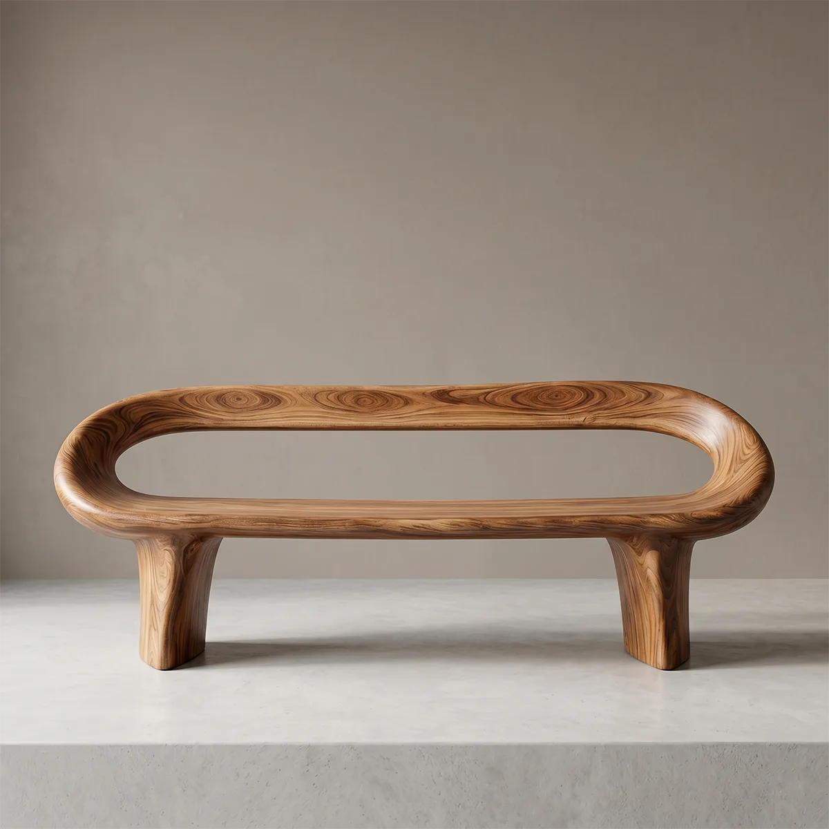 Contemporary Loop Frame Outdoor Bench with Organic Curves TH003-9918