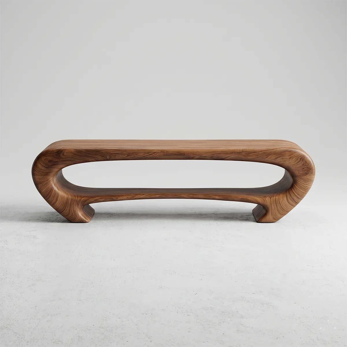 Organic Waterfall Console Bench, Sculptural Modern Entryway Seating TH003-2097