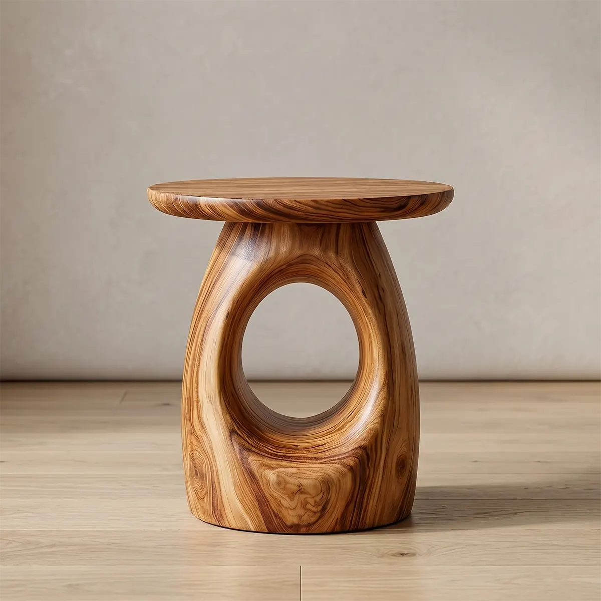 Organic Hollow End Table, Modern Sculptural Side Table for Living Room TH003-7576