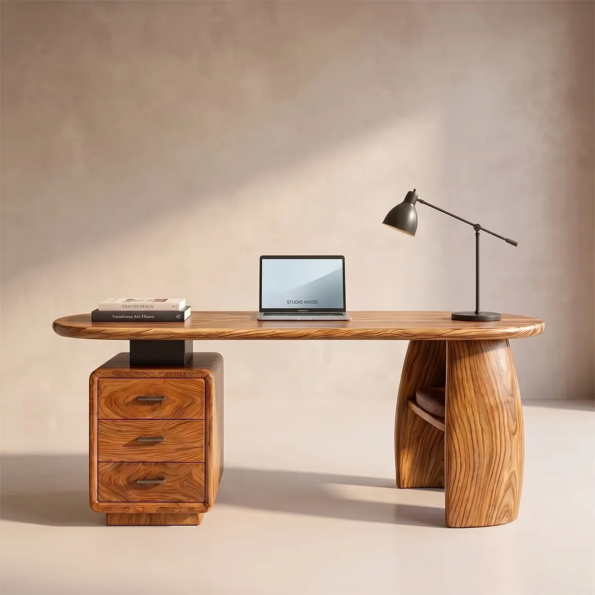 Organic Modern Executive Desk | Contemporary Office Desk with Storage TH003-6424