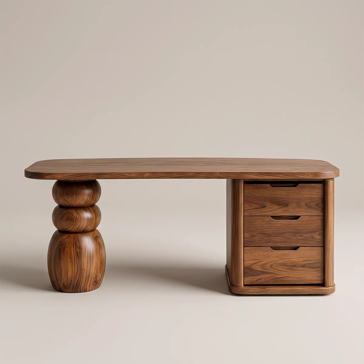 Organic Modern Executive Desk | Sculptural Office Desk with Storage TH003-5570