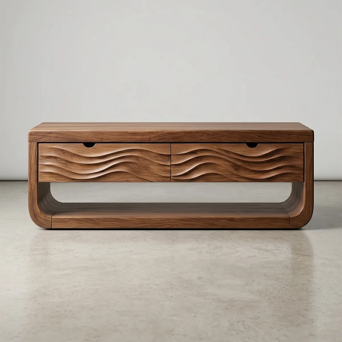 Contemporary Console Bench with Sculpted Wave Drawer Fronts TH003-7011