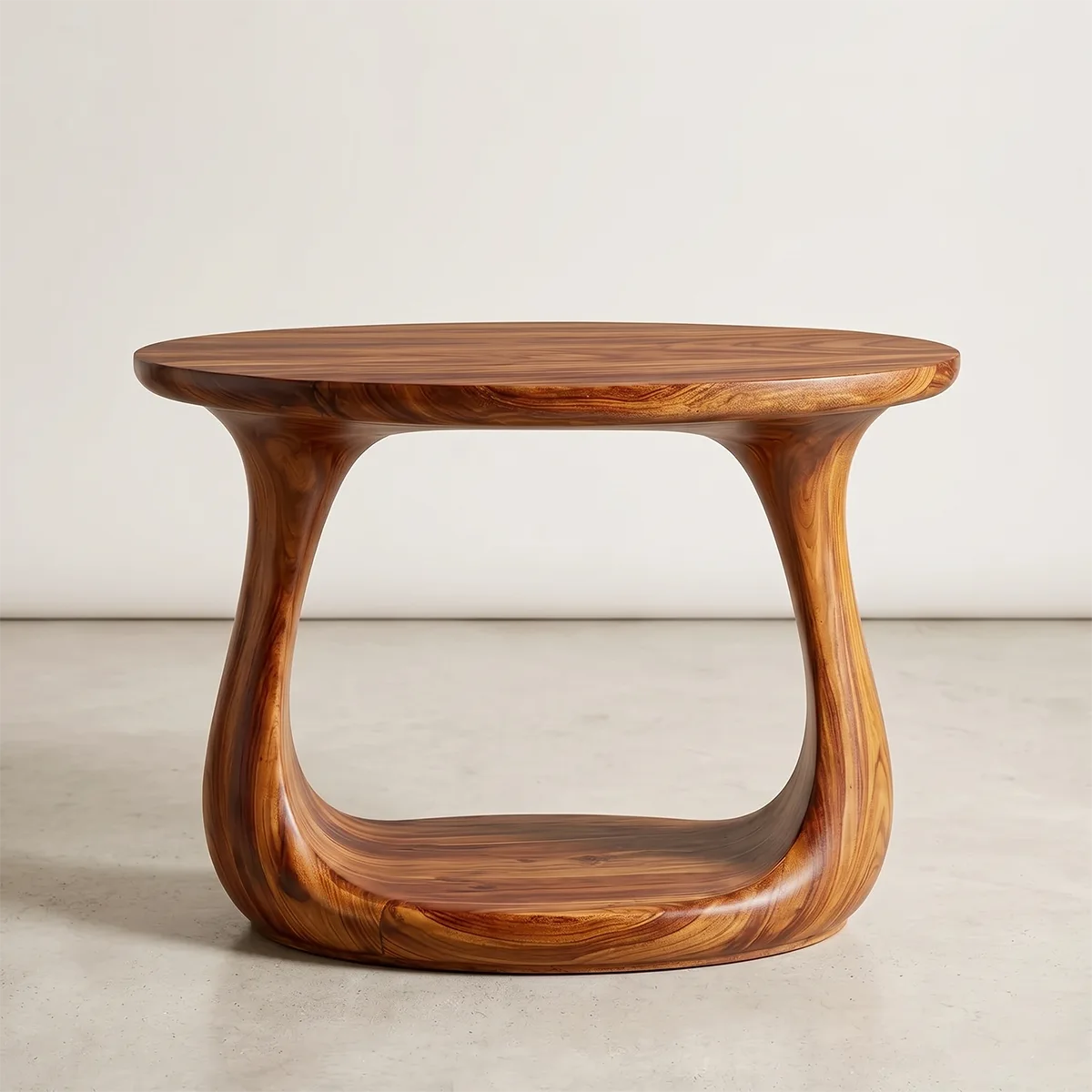 Modern Open Base End Table with Sculptural Curved Design TH003-3007