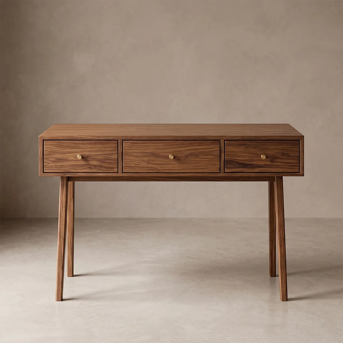 Mid Century Solid Wood Vanity Desk with Drawers