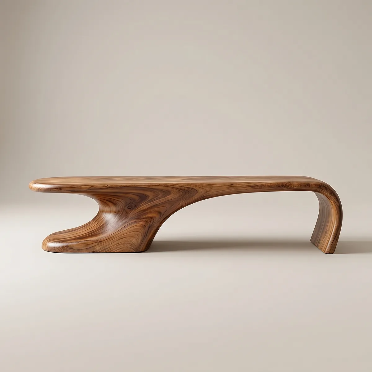 Organic Modern Sculptural Entryway Bench with Flowing Architectural Form TH003-8639