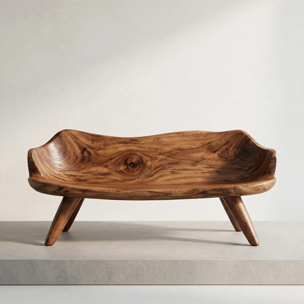 Contemporary Sculptural Bench with Hand-Carved Organic Form TH003-4142