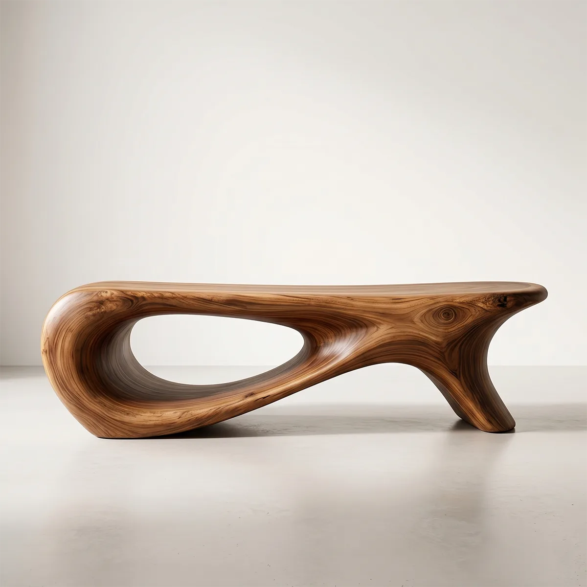 Organic Modern Wood Bench, Sculptural Entryway & Garden Seating TH003-2493