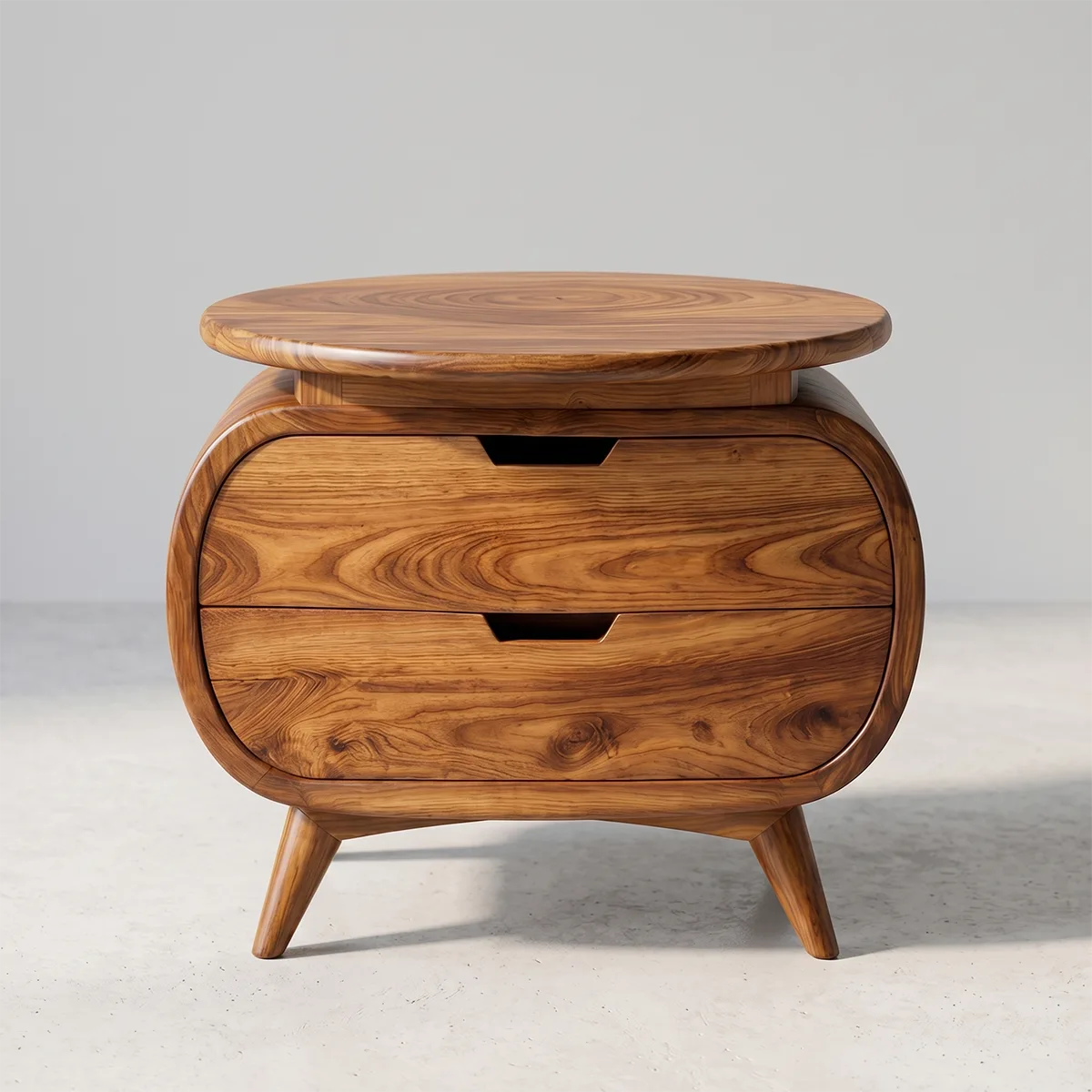 Rounded Modern End Table with Dual Drawer Storage TH003-9296