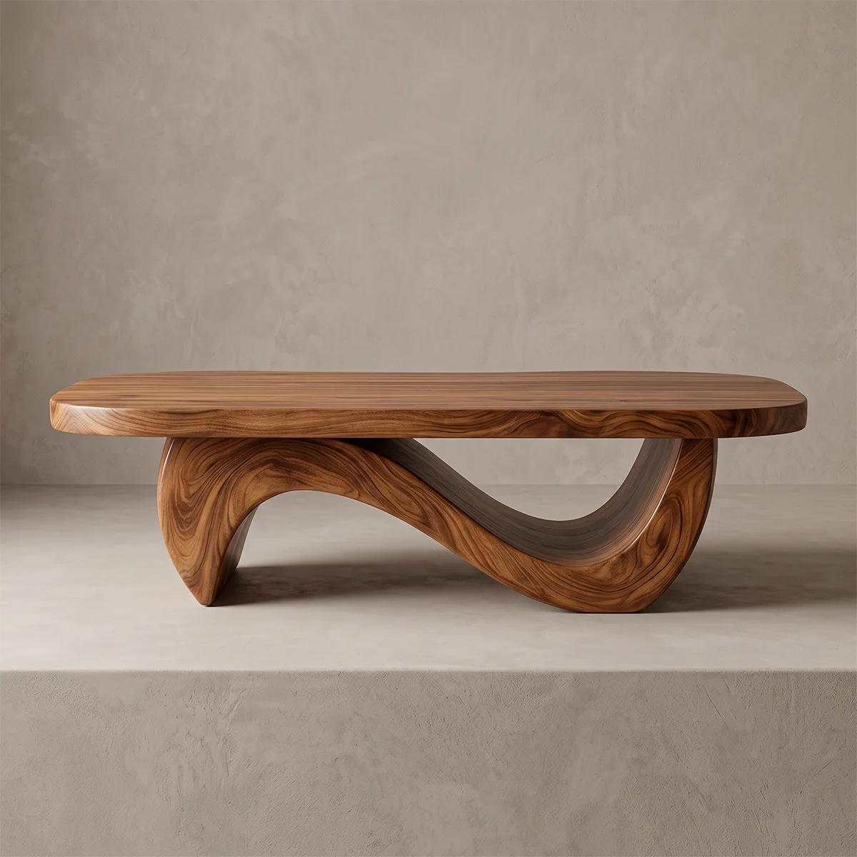 Modern Organic Coffee Table | Sculptural Solid Wood Oval Cocktail Table TH003-8610