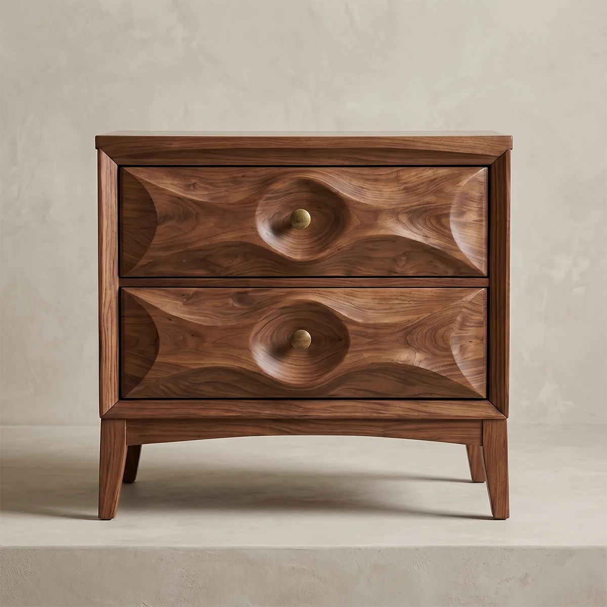 Modern Nightstand with Drawers | Sculptural Contemporary Bedside Table TH003-9402