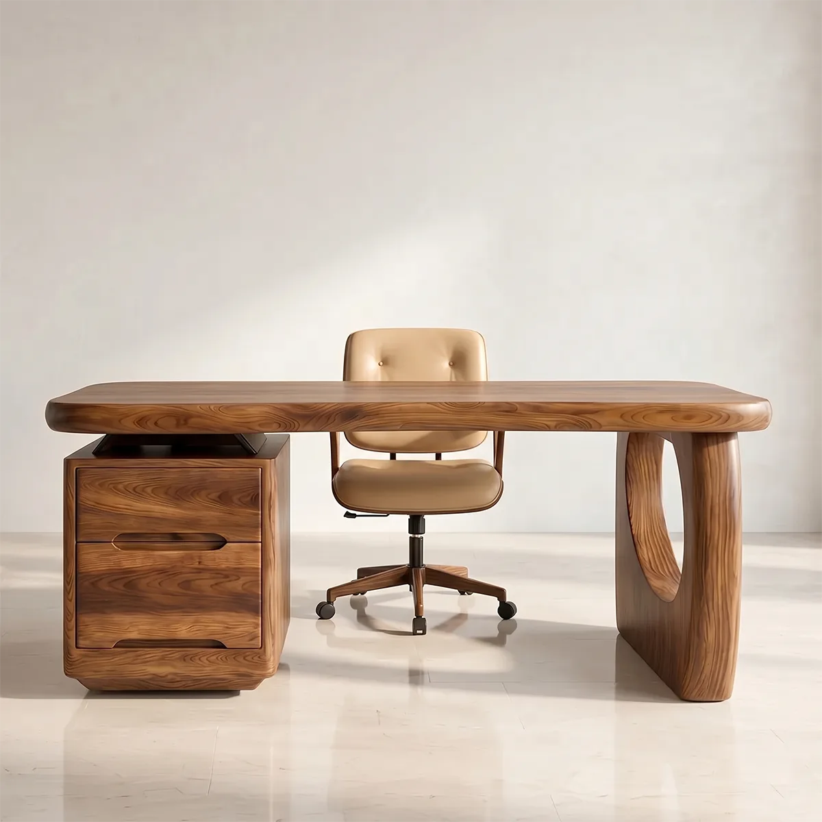 Luxury Executive Desk | Modern Sculptural Office Desk with Storage TH003-7959