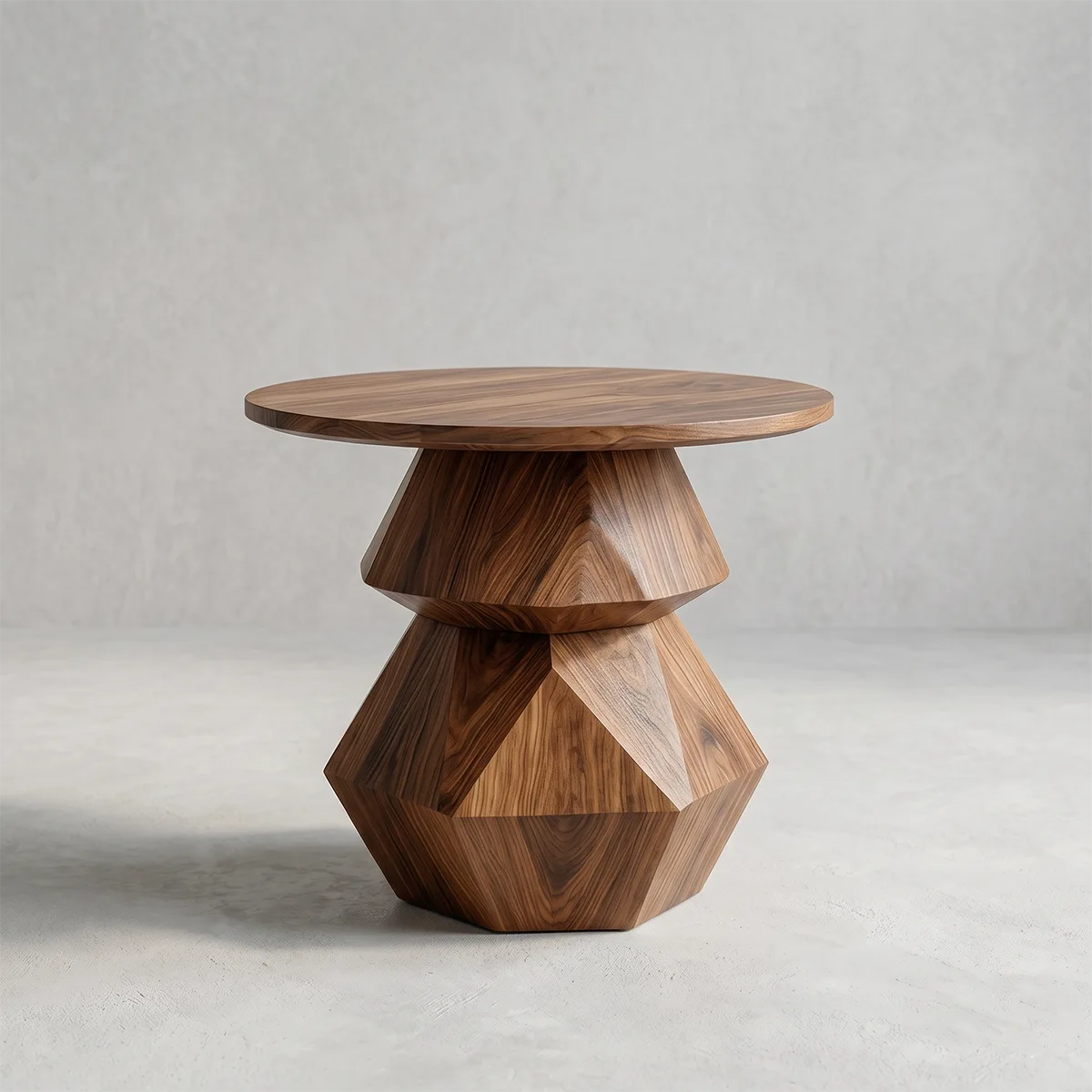 Modern Geometric Pedestal End Table with Sculptural Base TH003-4022