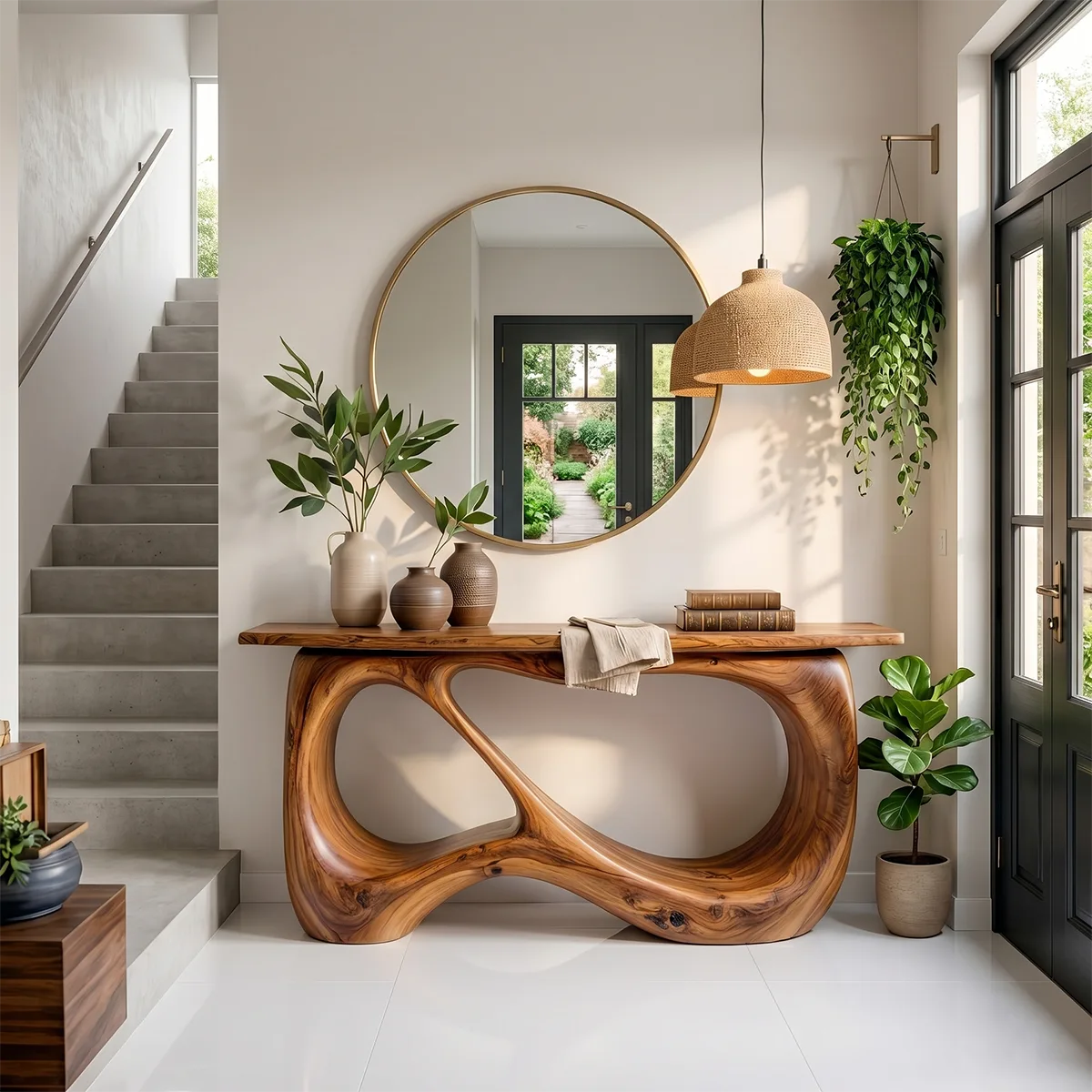 Organic Modern Wood Console Table | Hallway Entryway Table