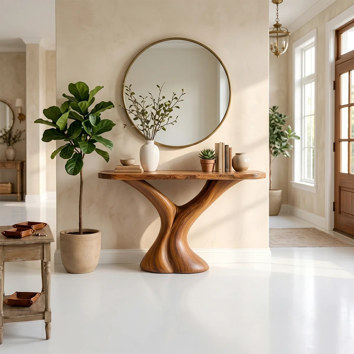Handcrafted Wooden Console Table, Hallway Table for Modern Home