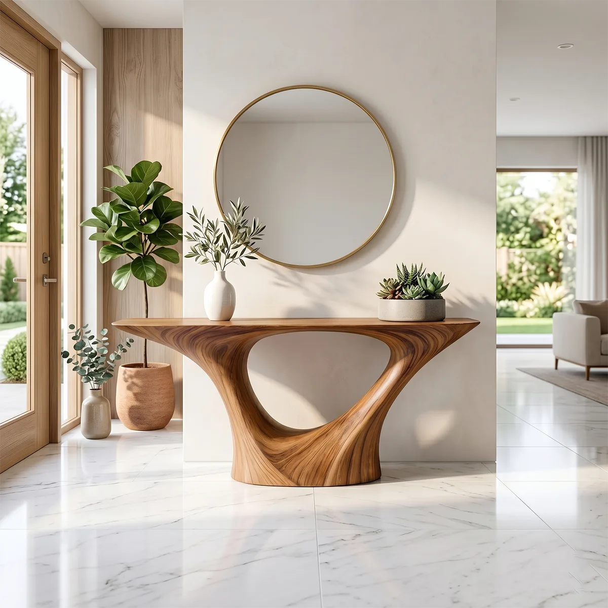 Natural Wood Console Table for Modern Entryway