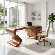 Modern Waterfall Executive Desk | Luxury Office Desk with Storage TH003-4470