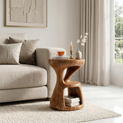 Sculptural Solid Wood Side Table | Modern End Table TH003-1645