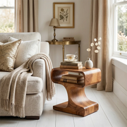 Solid Wood Sculptural Side Table with Storage | Modern End Table TH003-1002