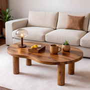 Modern Solid Wood Organic Freeform Coffee Table with Chunky Legs