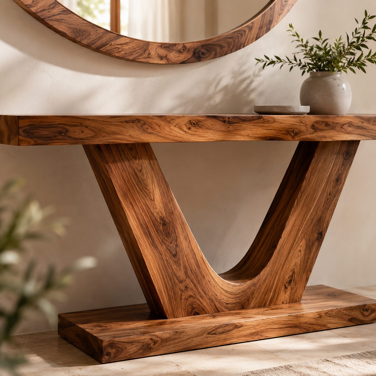 Sculptural Solid Wood Console Table for Entryways, Hallways & Living Rooms TT006-5294