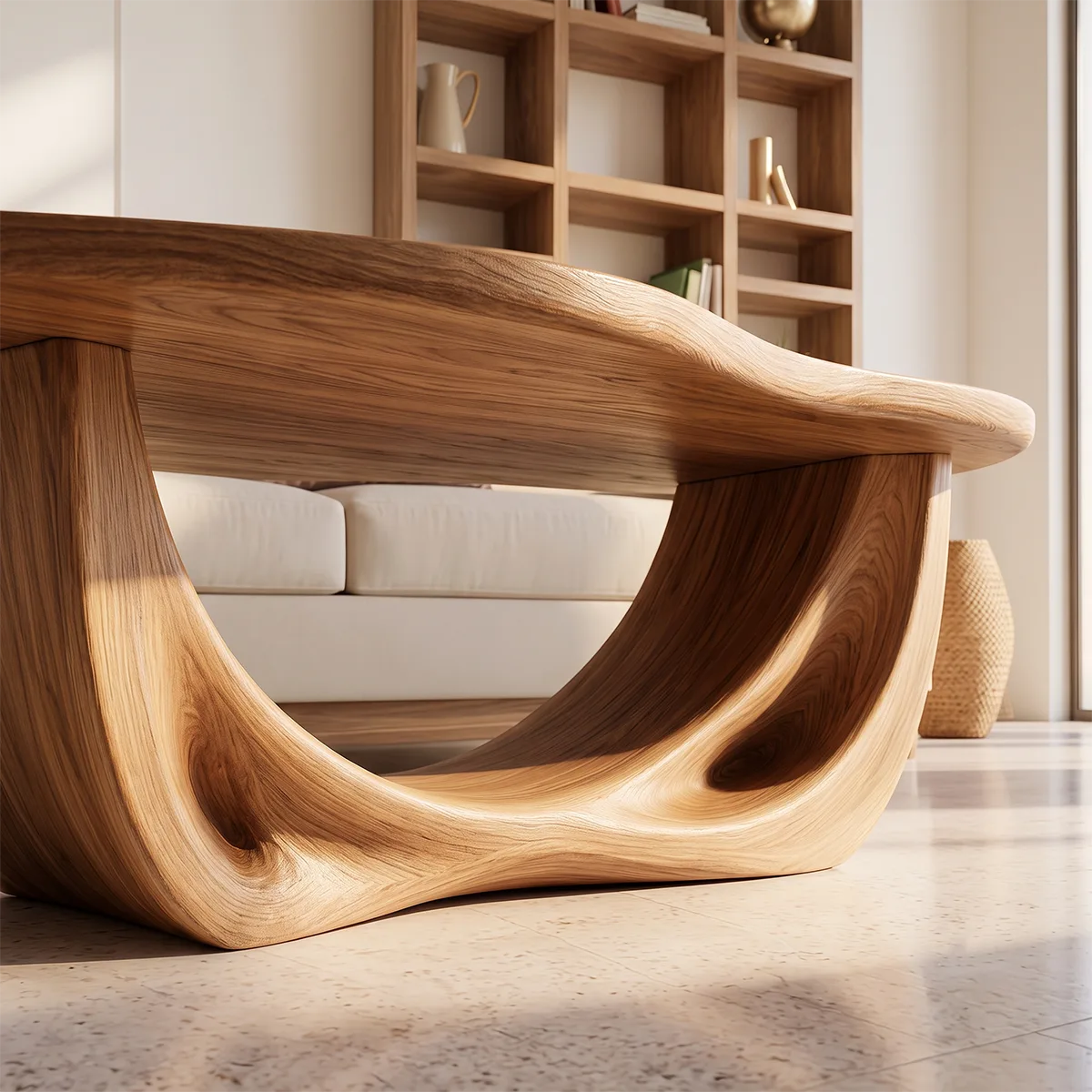 Sculptural Oval Coffee Table with Curved Loop Base | Organic Modern Living Room Center Table TT006-6OIS5KS