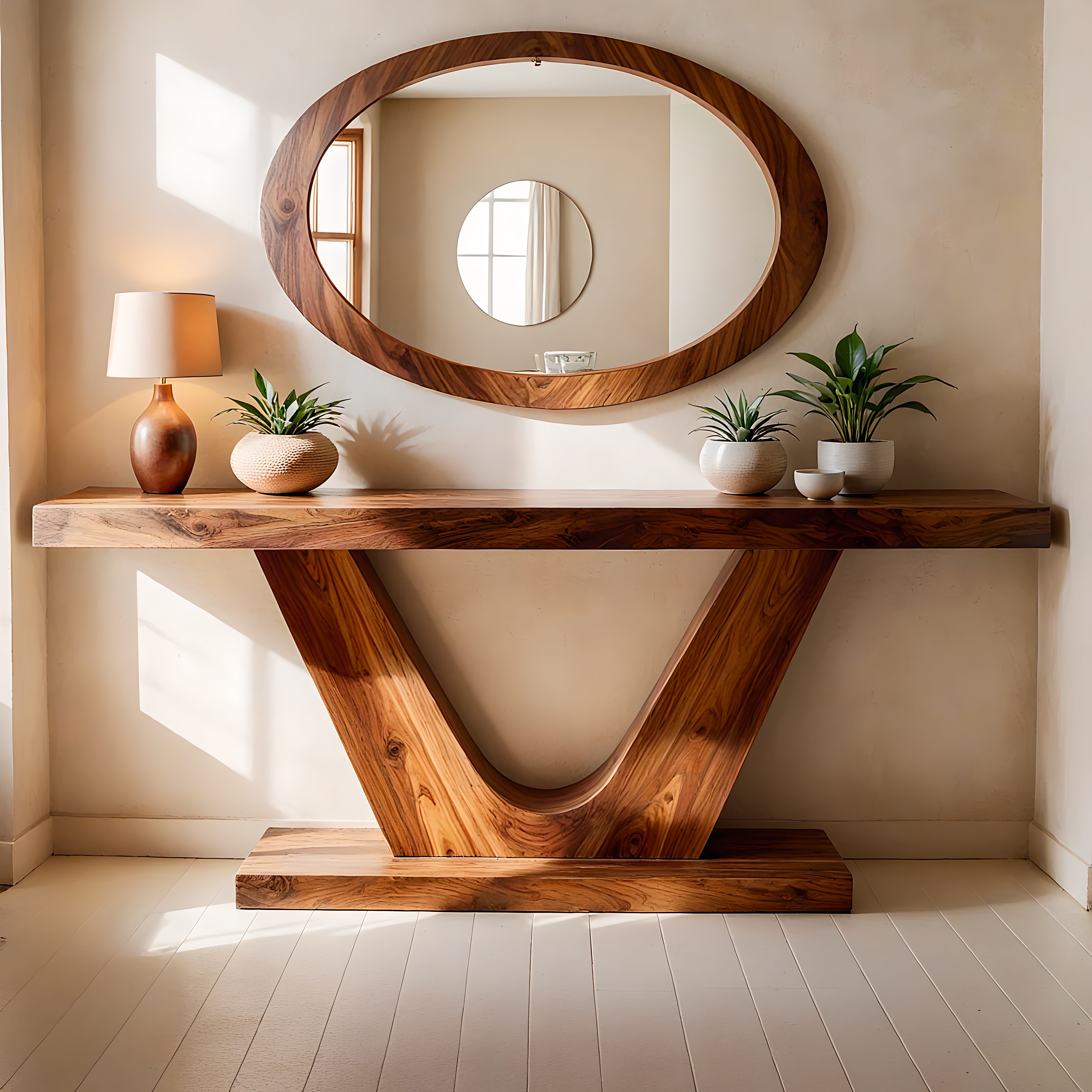Sculptural Solid Wood Console Table for Entryways, Hallways & Living Rooms TT006-5294