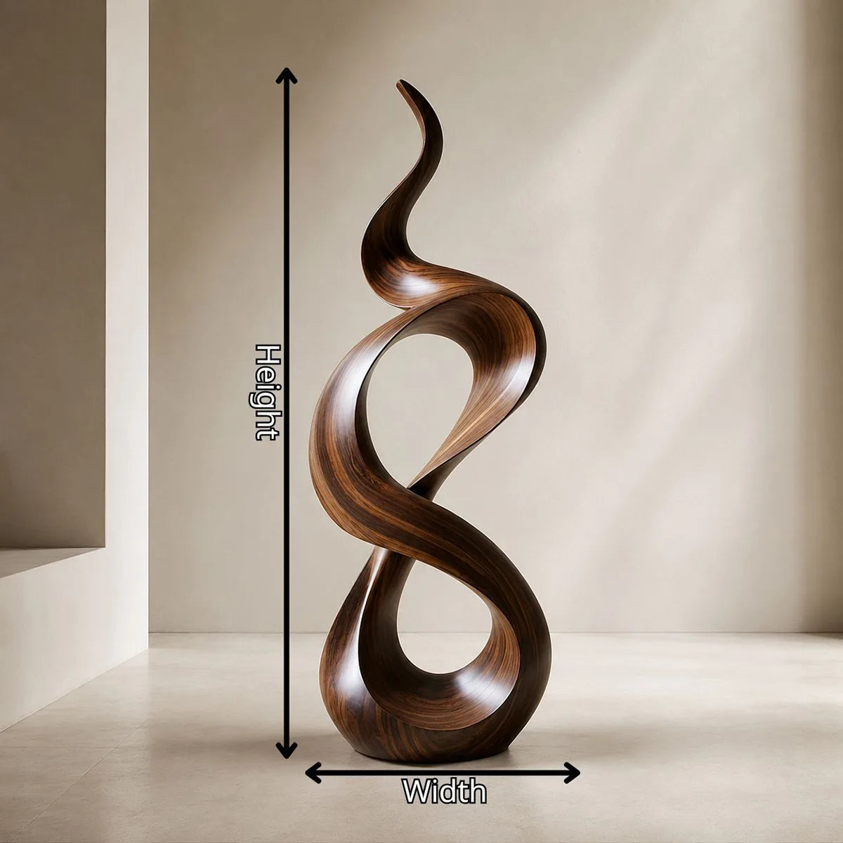 Handcrafted Solid Wood Infinity Twist Sculpture – Modern Organic Floor Art TT006-8603