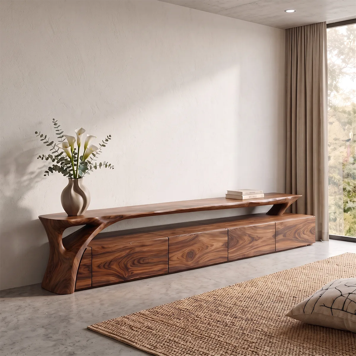 Modern Low Profile TV Stand | Contemporary Media Console with Hidden Storage HG021-6PMK2DQ