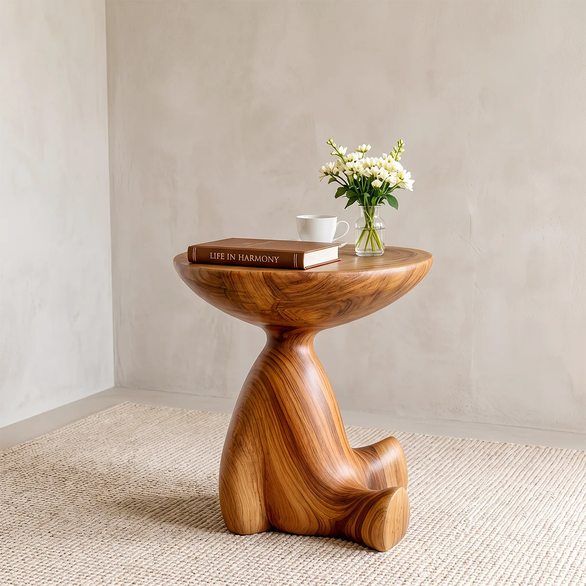 Modern Sculptural End Table | Organic Round Accent Side Table HG021-2912