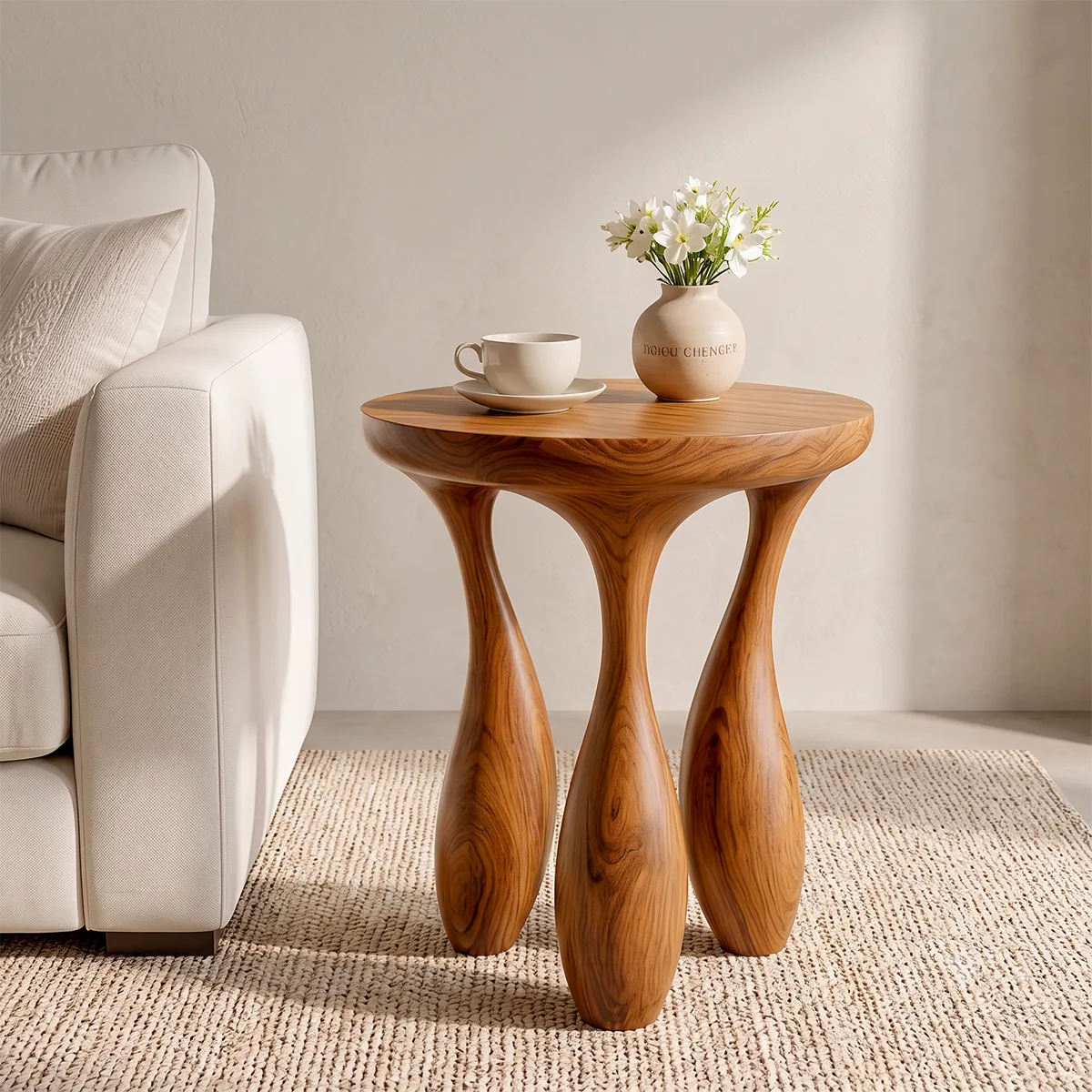 Modern Round End Table | Sculptural Four-Leg Accent Side Table HG021-1610